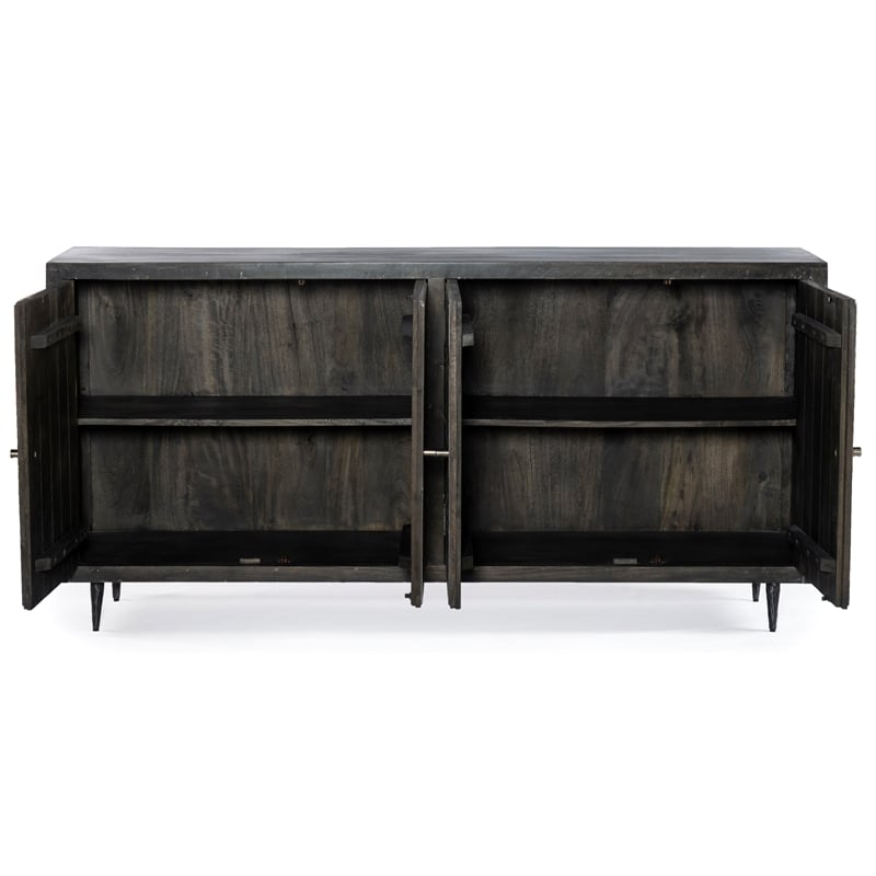 Sarah Solid Wood 4 Door Sideboard in Antique Brown Finish