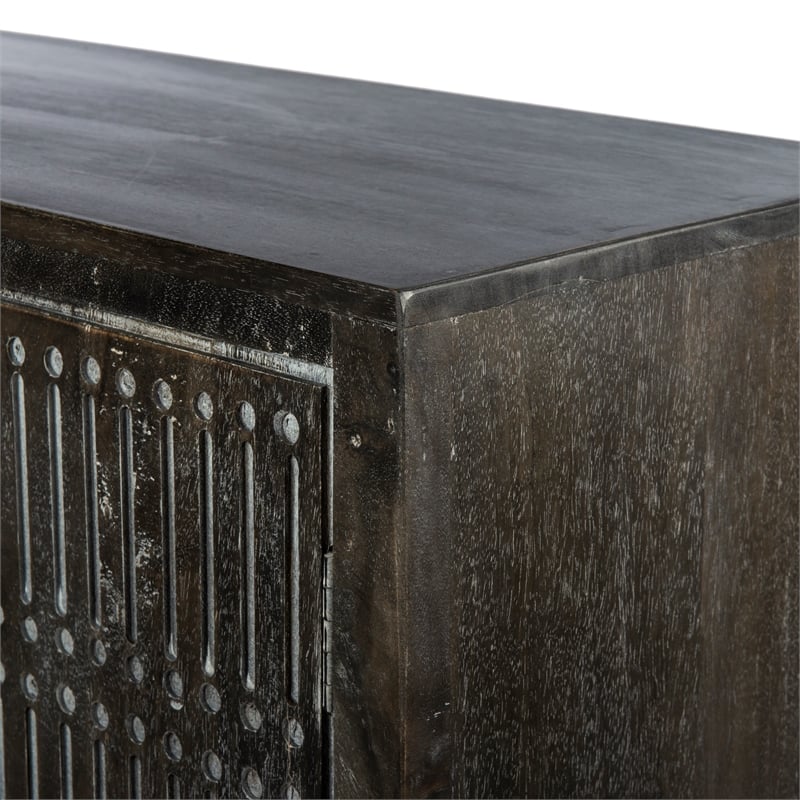 Sarah Solid Wood 4 Door Sideboard in Antique Brown Finish