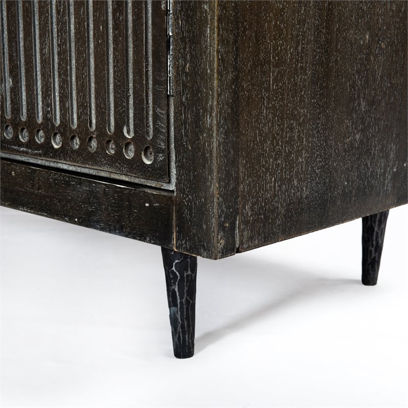 Sarah Solid Wood 4 Door Sideboard in Antique Brown Finish