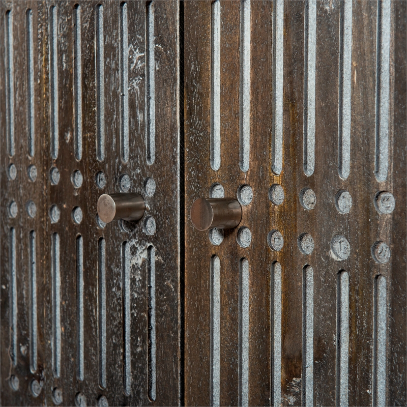 Sarah Solid Wood 2-Door Sideboard in Antique Brown Finish