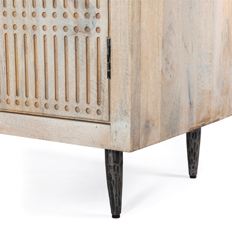 Sarah Solid Wood 4-Door Sideboard in Brushed Ivory Finish