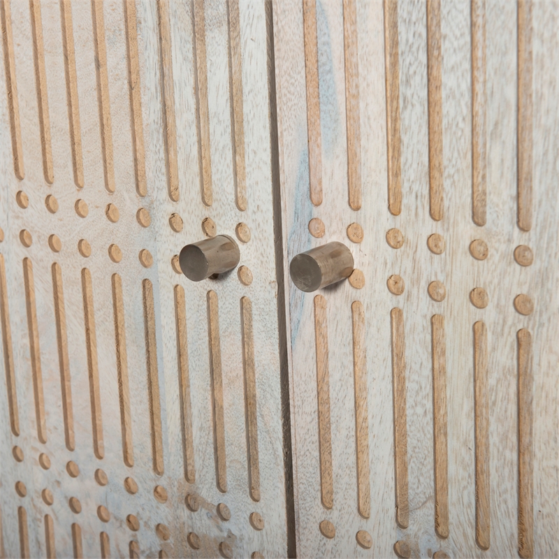 Sarah Solid Wood 4-Door Sideboard in Brushed Ivory Finish