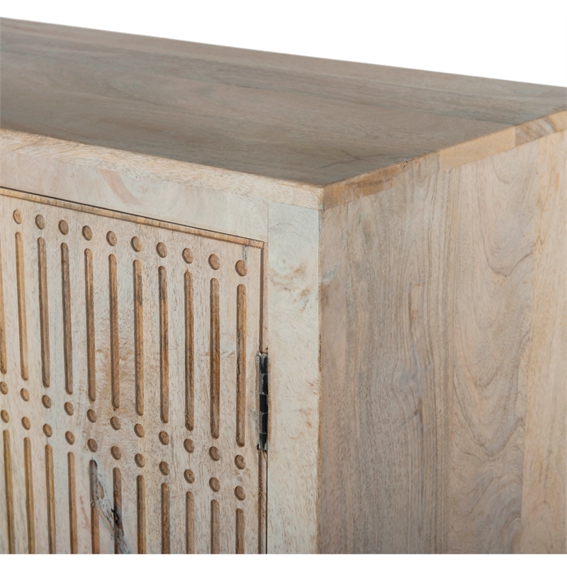 Sarah Solid Wood 2 Door Sideboard in Brushed Ivory Finish