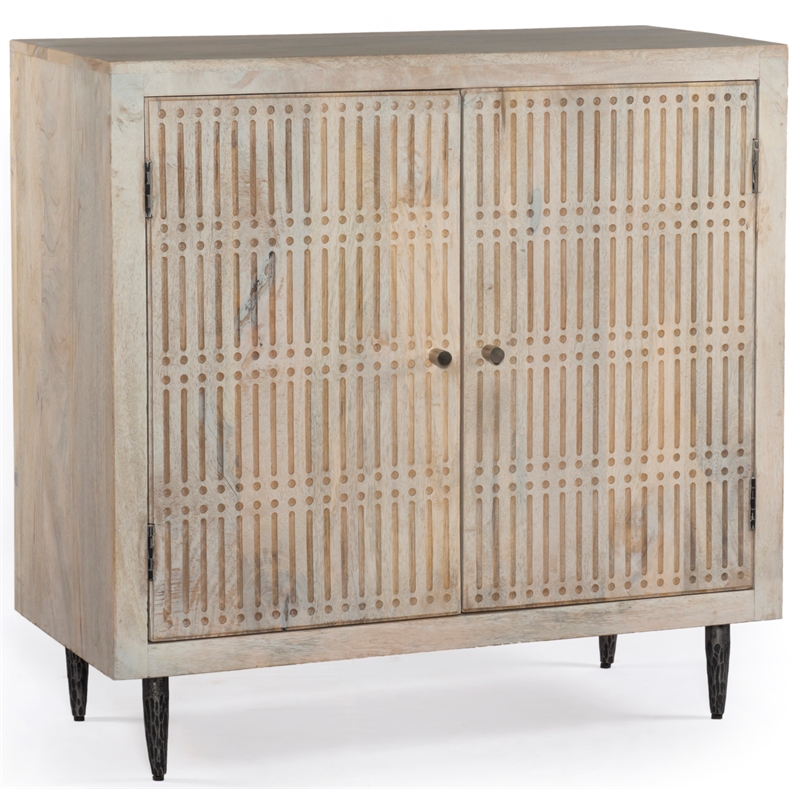 Sarah Solid Wood 2 Door Sideboard in Brushed Ivory Finish