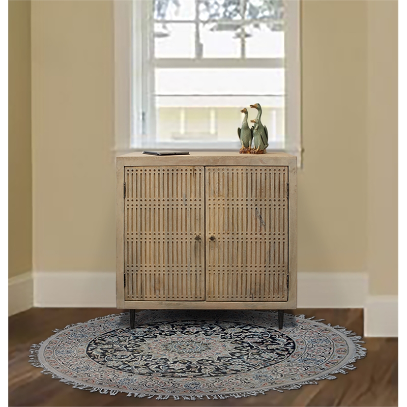 Sarah Solid Wood 2 Door Sideboard in Brushed Ivory Finish