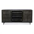 Sarah 2 Door Media Cabinet Mango Solid Wood Brushed Antique Brown on Iron Base
