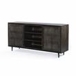 Sarah 2 Door Media Cabinet Mango Solid Wood Brushed Antique Brown on Iron Base
