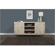 Sarah 2 Door Media Cabinet Mango Solid Wood Brushed Ivory Finish on Iron Base