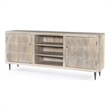 Sarah 2 Door Media Cabinet Mango Solid Wood Brushed Ivory Finish on Iron Base