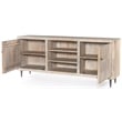 Sarah 2 Door Media Cabinet Mango Solid Wood Brushed Ivory Finish on Iron Base