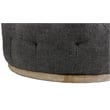 Piper Round Tufted Ottoman Upholstered in Gray Fabric