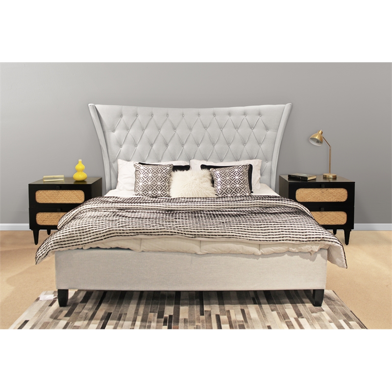 Lexis King Bed Upholstered in Beige Fabric