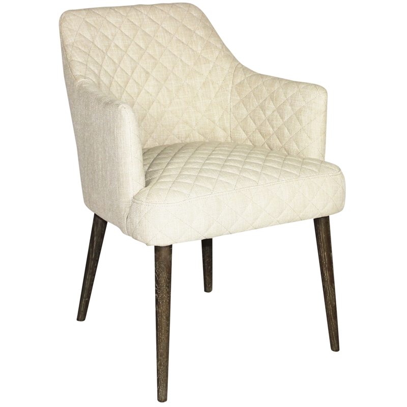 Diamond Style Stitched Chair Upholstered in Natural Fabric