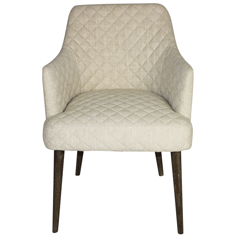Diamond Style Stitched Chair Upholstered in Natural Fabric