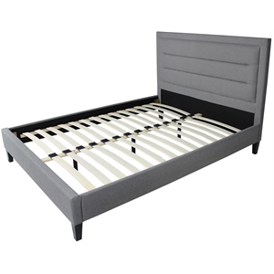 Baxter Queen Platform Bed Upholstered in Gray Fabric