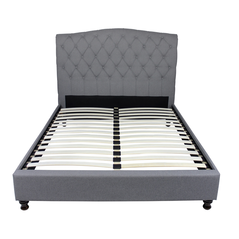 Essex Queen Platform Bed Upholstered in Gray Fabric