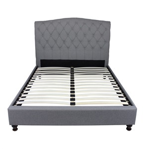Essex Queen Platform Bed Upholstered in Gray Fabric