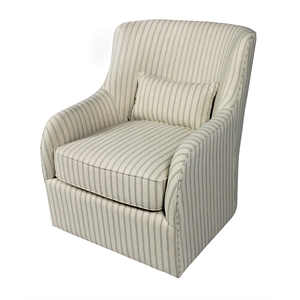 Tate Swivel Lounge Chair with Kidney Pillow Upholstered in Natural Fabric