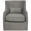 Wade Swivel Lounge Chair with Kidney Pillow Upholstered in Gray Fabric