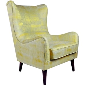 Applecross Occasional Solid Wood Chair Upholstered in Yellow Fabric