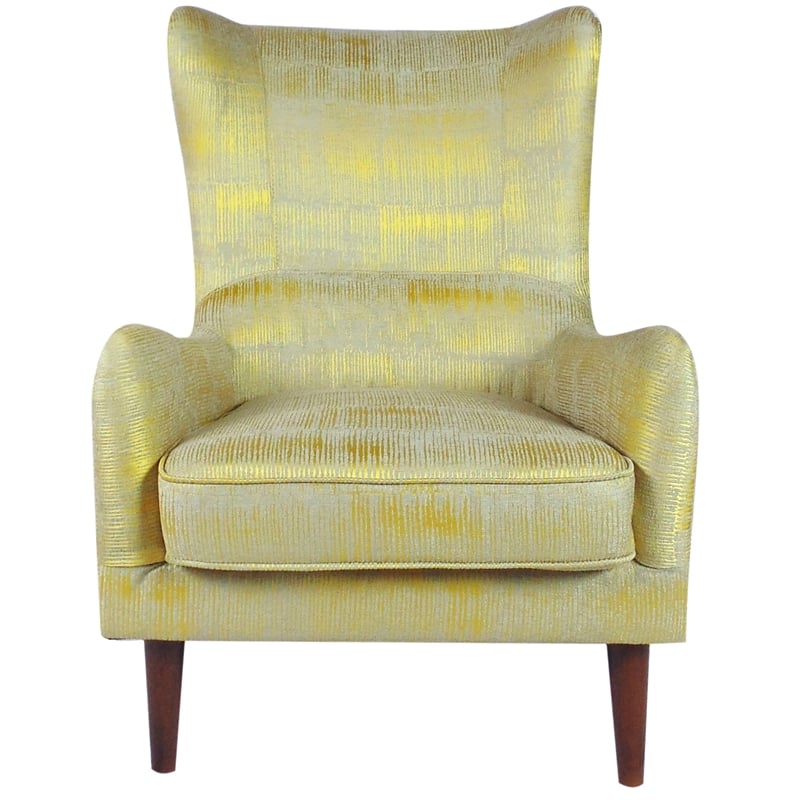 Applecross Occasional Solid Wood Chair Upholstered in Yellow Fabric