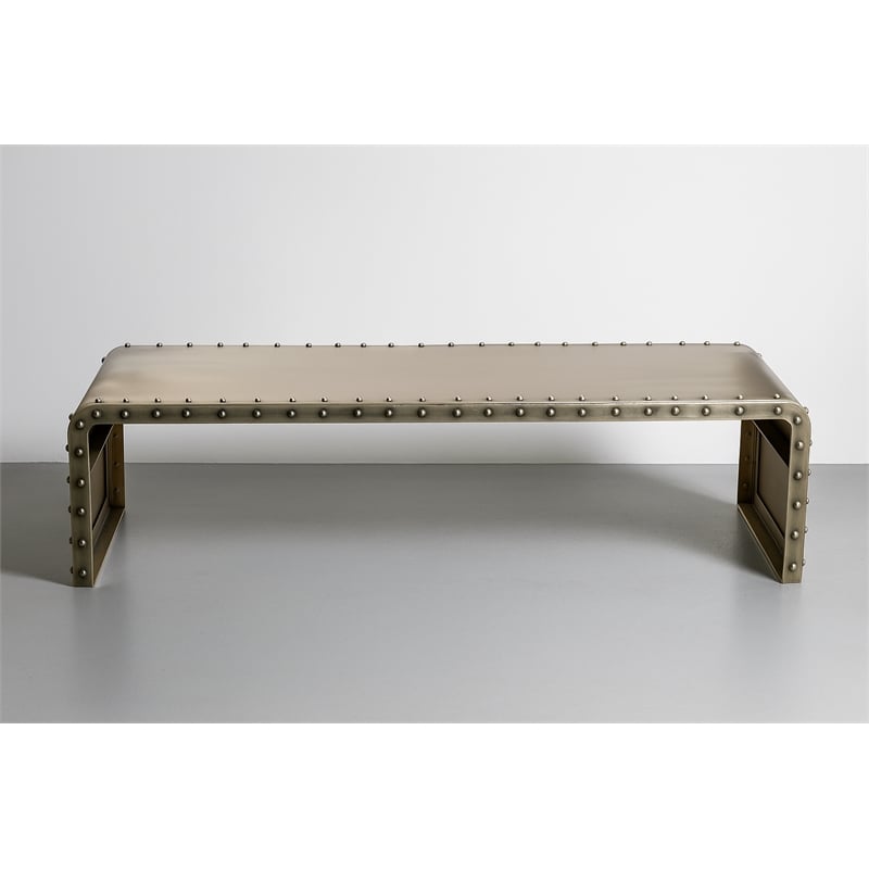Sheridan Cast Iron Cocktail Table in Gold Featuring Studded Detailing