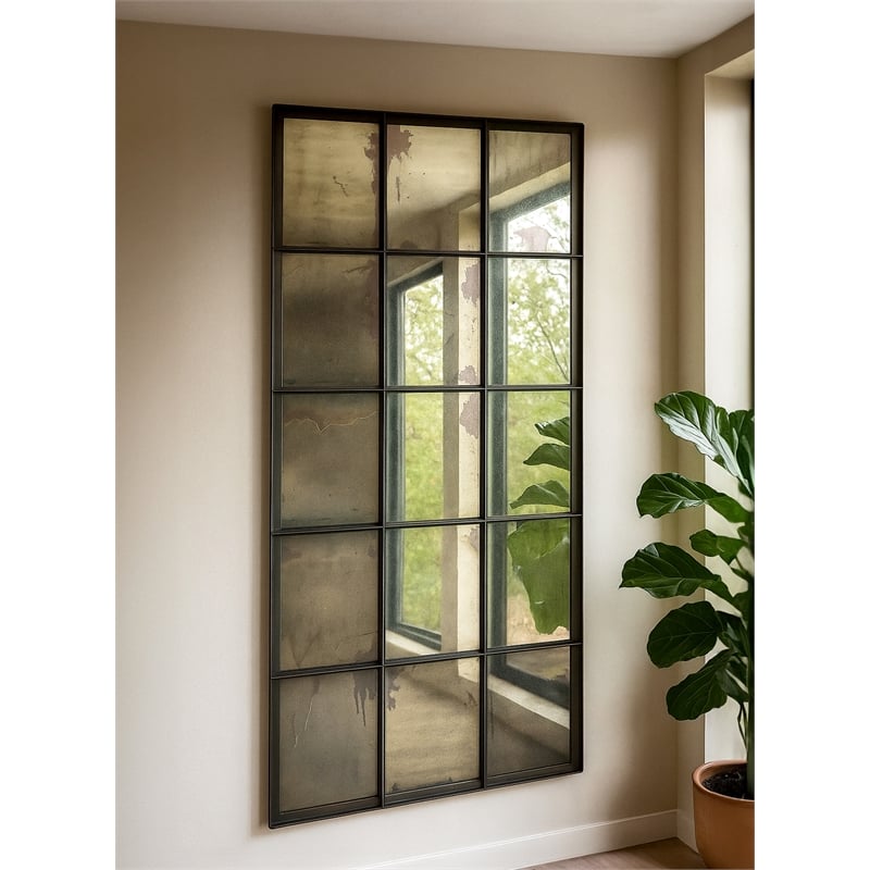 Sheridan Antique Mirror in Gray Metal