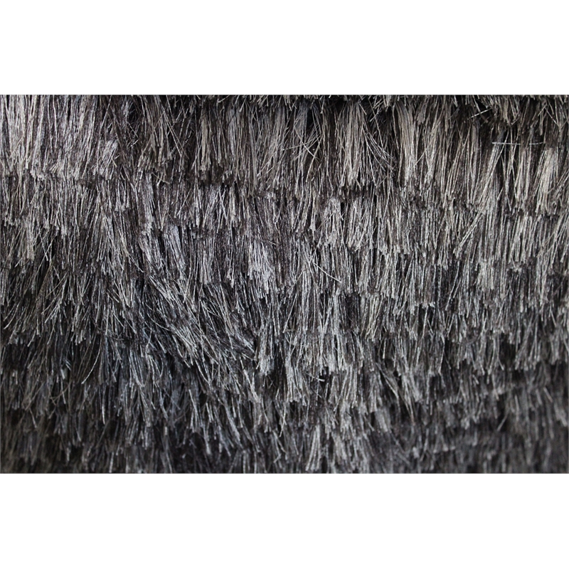 Lia Shag Pouf in Gray Fabric