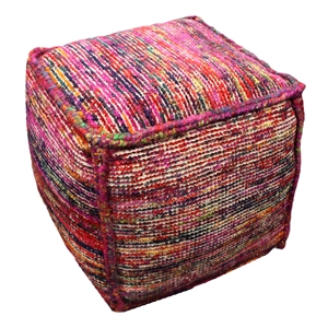 Wendy Pouf Upholstered in Multi-Color Fabric