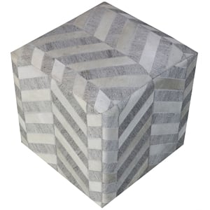 Kobe Pouf Upholstered in Gray Fabric