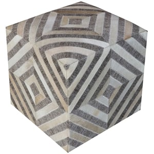 Nyla Pouf Upholstered in Beige Fabric