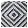 Nyla Pouf Upholstered in Gray/Ivory Fabric