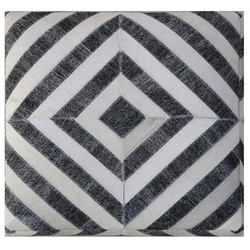 Nyla Pouf Upholstered in Gray/Ivory Fabric