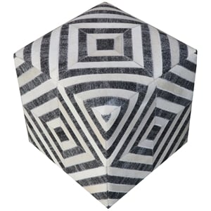 Nyla Pouf Upholstered in Gray/Ivory Fabric