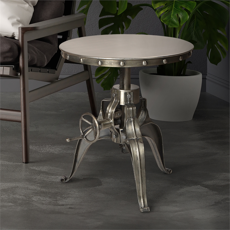 Sheridan Adjustable Occasional Side Table in Gray Metal