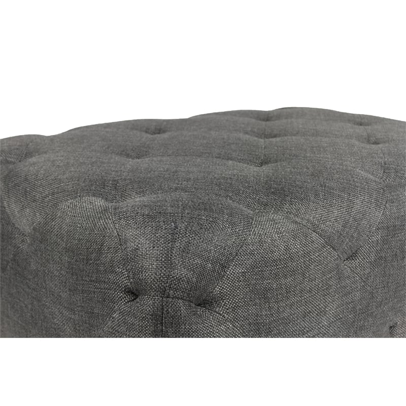 Piper Rectangular Tufted Ottoman Upholstered in Heavy-Weaved Fabric in Gray