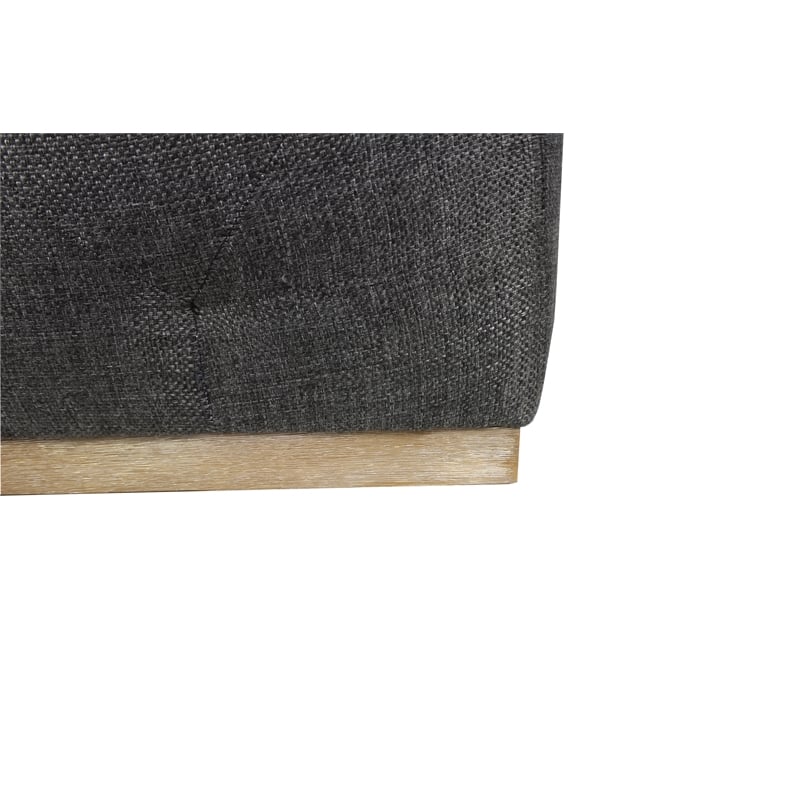 Piper Rectangular Tufted Ottoman Upholstered in Heavy-Weaved Fabric in Gray
