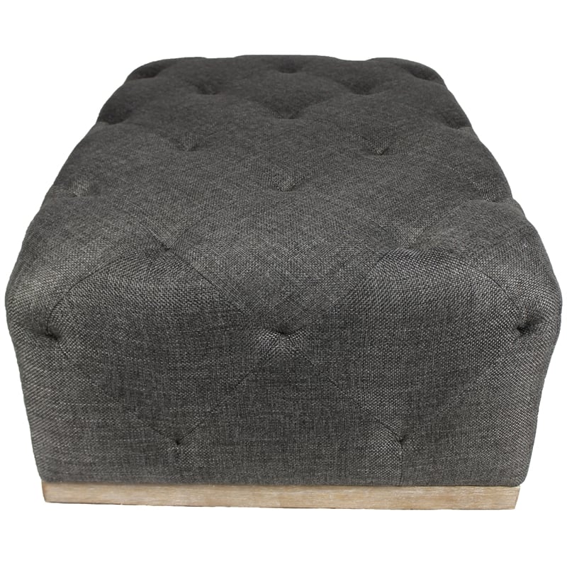 Piper Rectangular Tufted Ottoman Upholstered in Heavy-Weaved Fabric in Gray