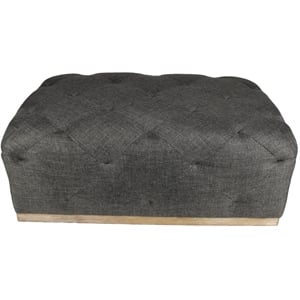 Piper Rectangular Tufted Ottoman Upholstered in Heavy-Weaved Fabric in Gray