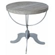 Syracuse Round Solid Wood Occasional Table with Cast Iron Base in Brown