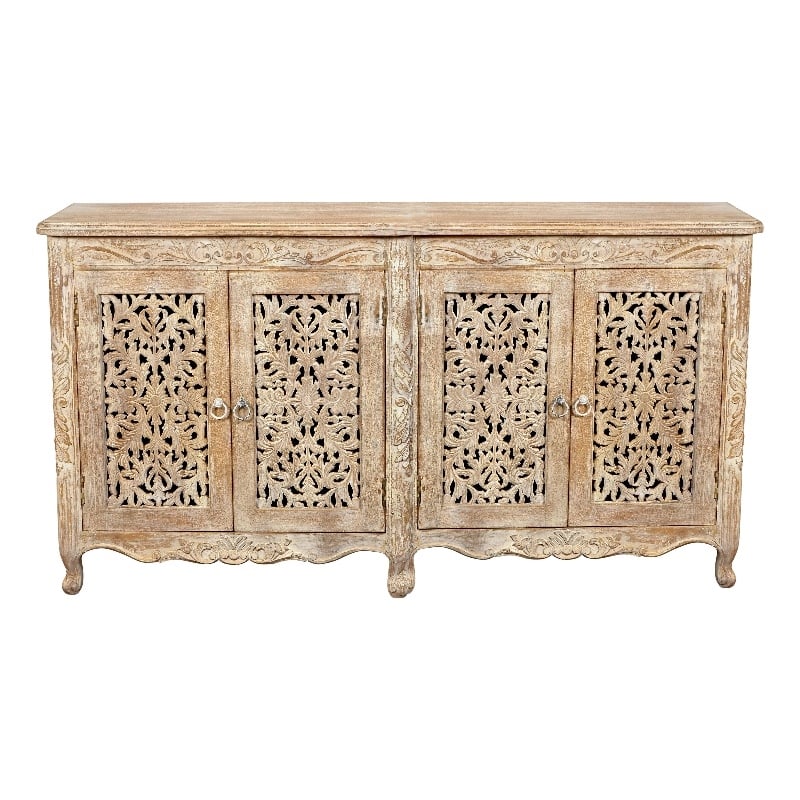 Carter Solid Wood 4 Door Sideboard in Antique White