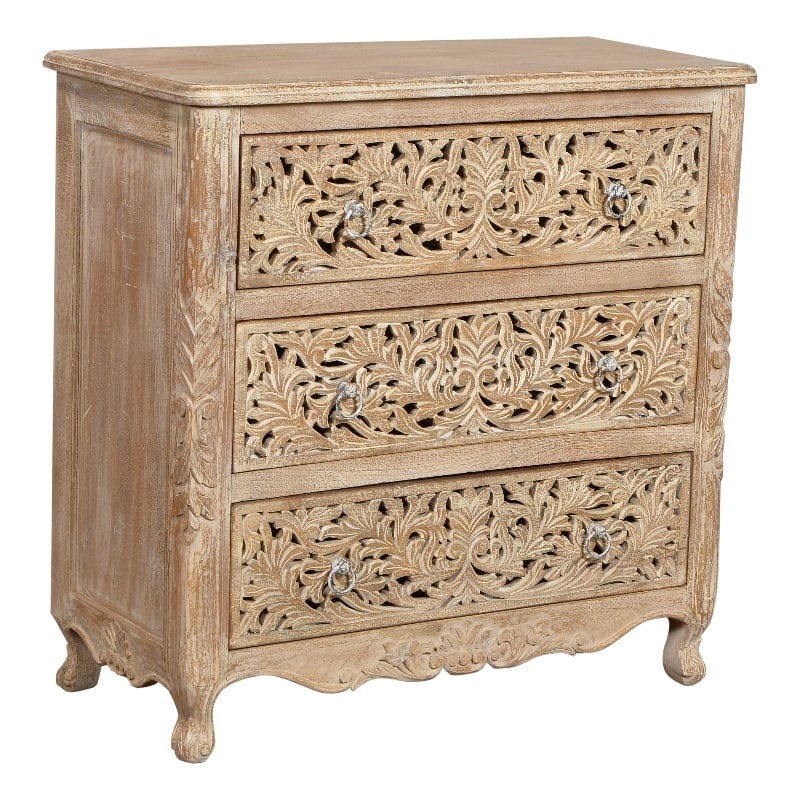 Carter 3 Drawer Solid Wood Chest of Drawers in Antique White