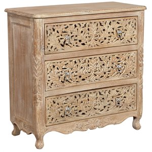 carter 3 drawer solid wood chest in antique white