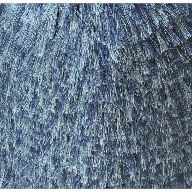 Lia Shag Pouf in Blue Fabric