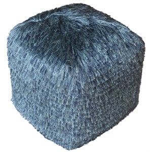 Lia Shag Pouf in Blue Fabric