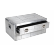 Pilot 1-Drawer Cocktail Table with Silver Aluminum Cladding and Exposed Screws