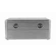 Pilot 1-Drawer Cocktail Table with Silver Aluminum Cladding and Exposed Screws