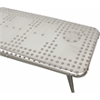 Pilot Console Table with Silver Aluminum Cladding and Exposed Steel Screws