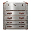 Pilot 4-Drawer Chest Lift Top & Leather Accents Solid Wood w/ Aluminum Cladding