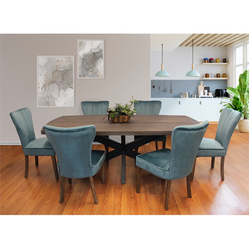 Redondo Felix Solid Wood Dining Table with Cast Iron Legs in Natural - 82